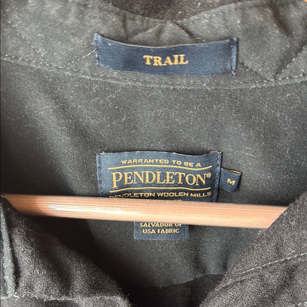 Pendleton Black Wool Button Down Shirt With Elbow… - image 2